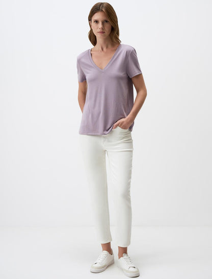 V-Neck Short Sleeve Basic T-Shirt