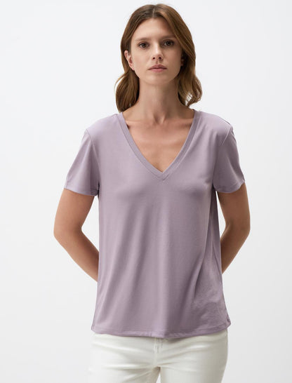 V-Neck Short Sleeve Basic T-Shirt