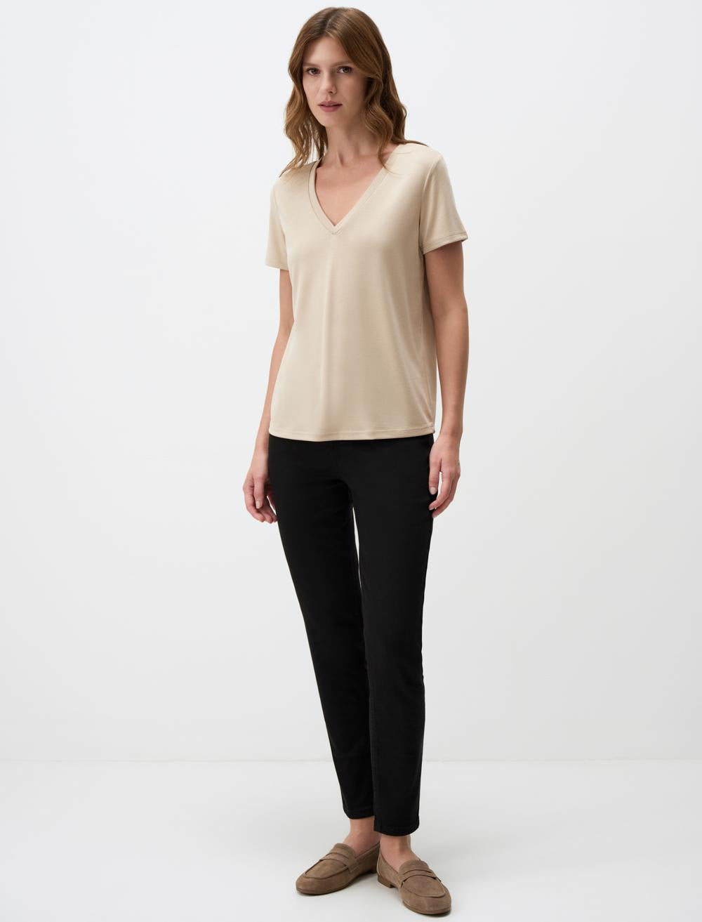 V-Neck Short Sleeve Basic T-Shirt