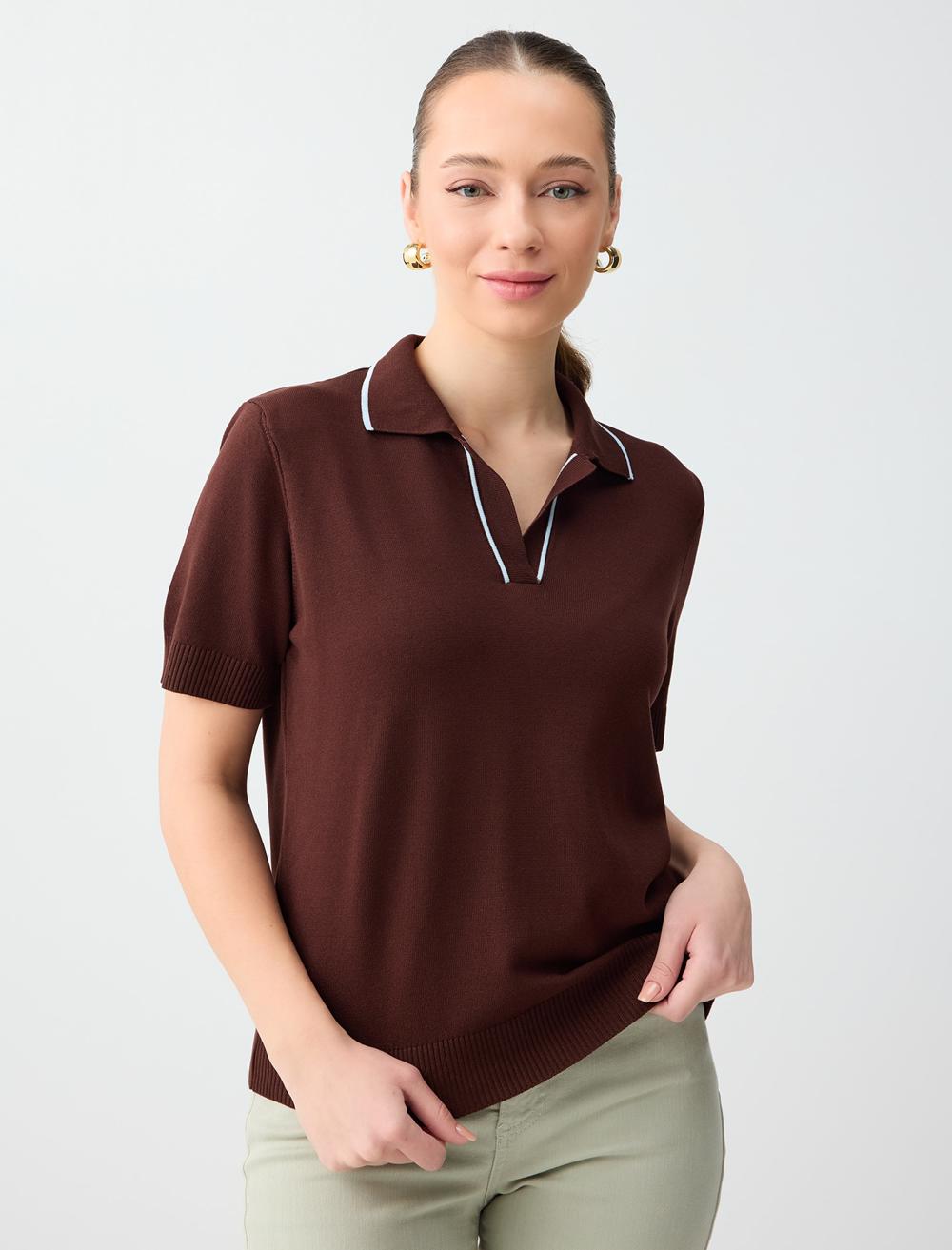 Ss Polo V-neck - Aci Kahve