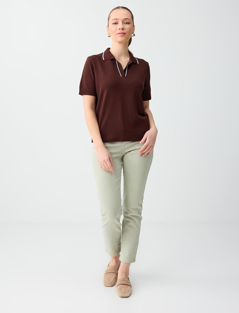 Ss Polo V-neck - Aci Kahve