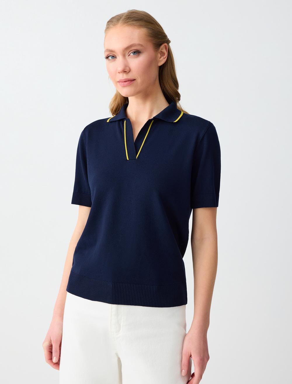 Ss Polo V-neck - Dark Blue