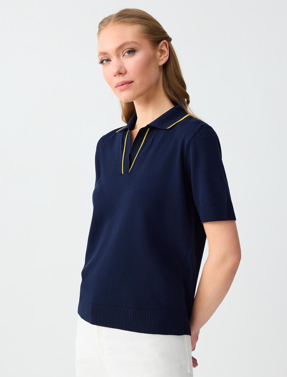 Ss Polo V-neck - Dark Blue