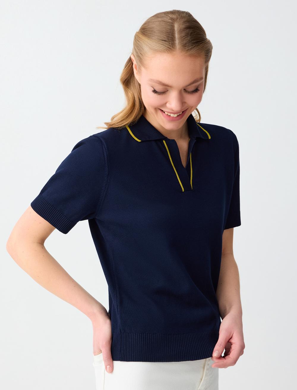 Ss Polo V-neck - Dark Blue