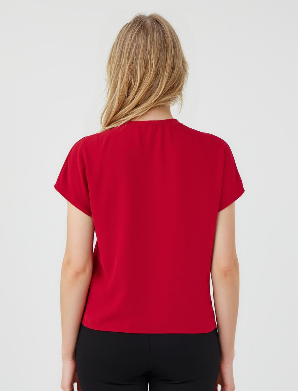 V-Neck Short-Sleeve Blouse - 5WW034837