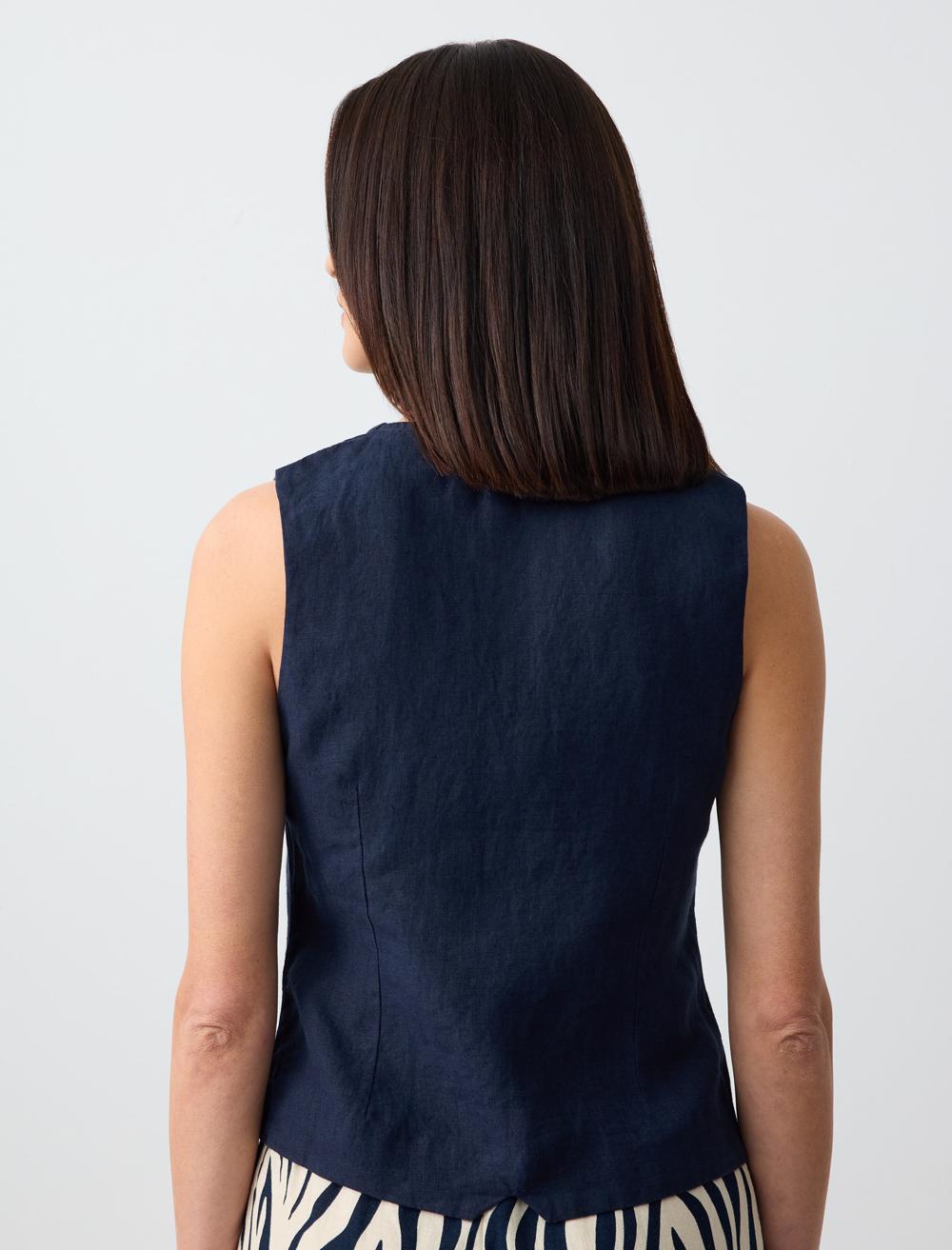 Slim Fit V-Neck Sleeveless-Sleeve Waistcoat - 24SY044001
