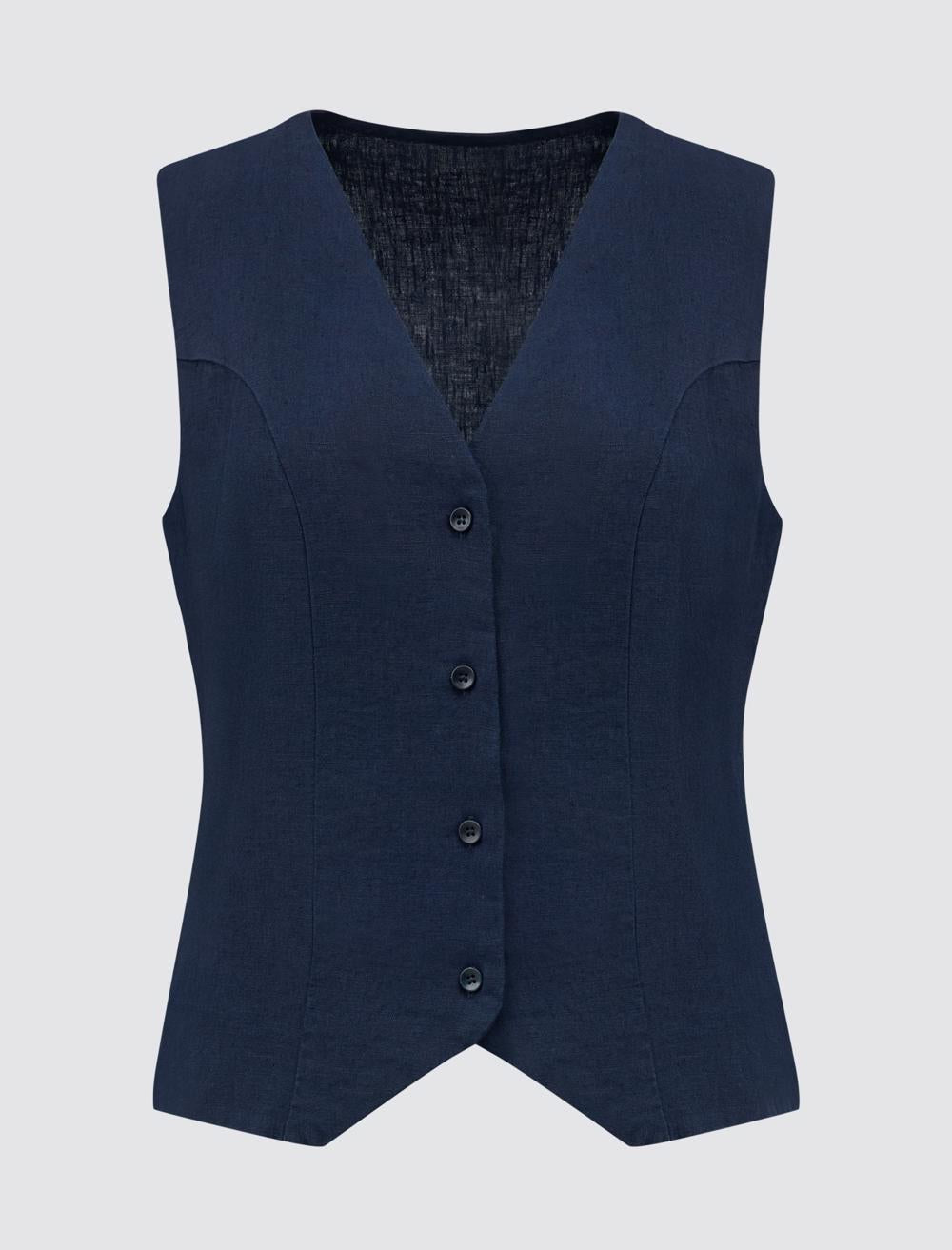 Slim Fit V-Neck Sleeveless-Sleeve Waistcoat - 24SY044001