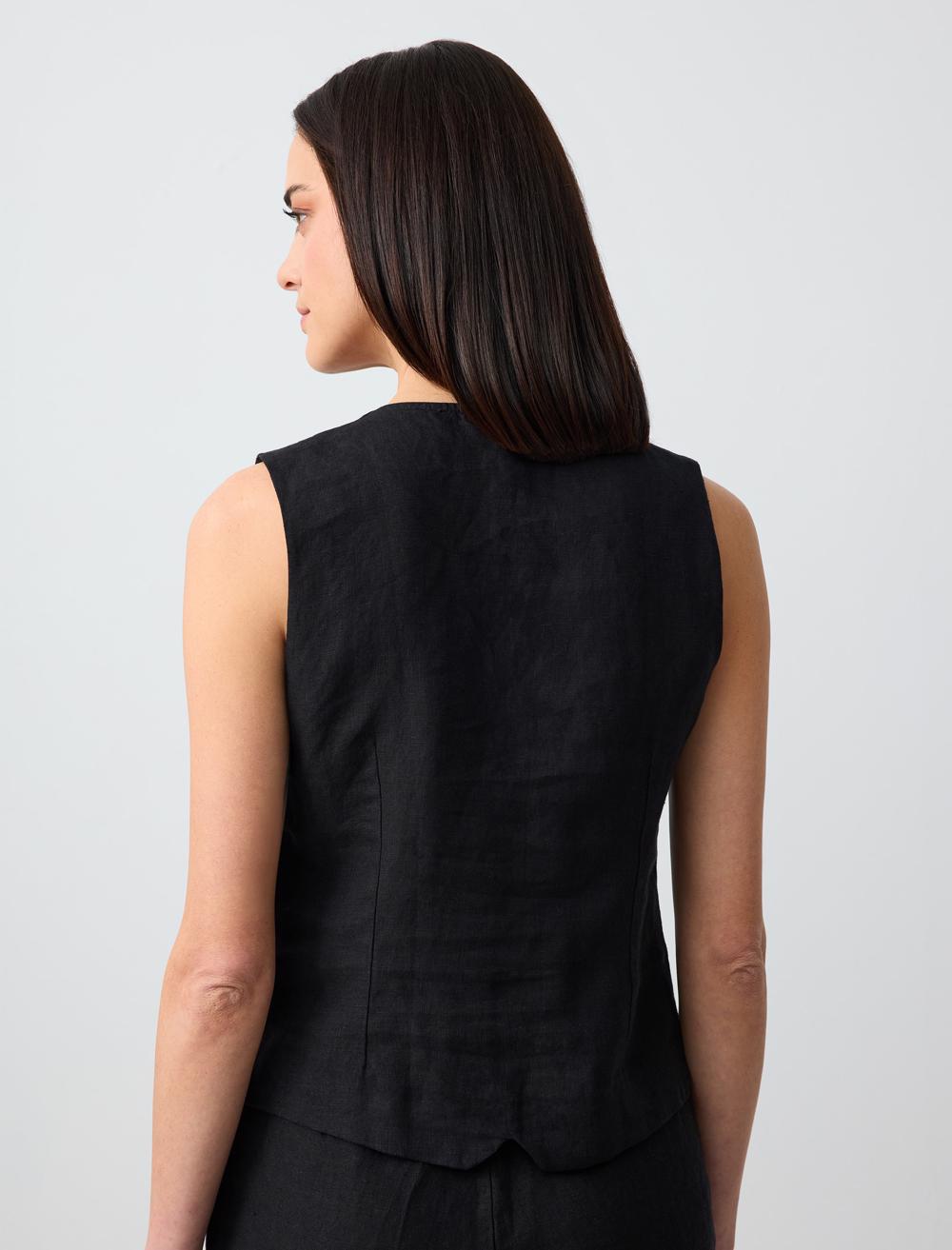 Slim Fit V-Neck Sleeveless-Sleeve Waistcoat - 24SY044001