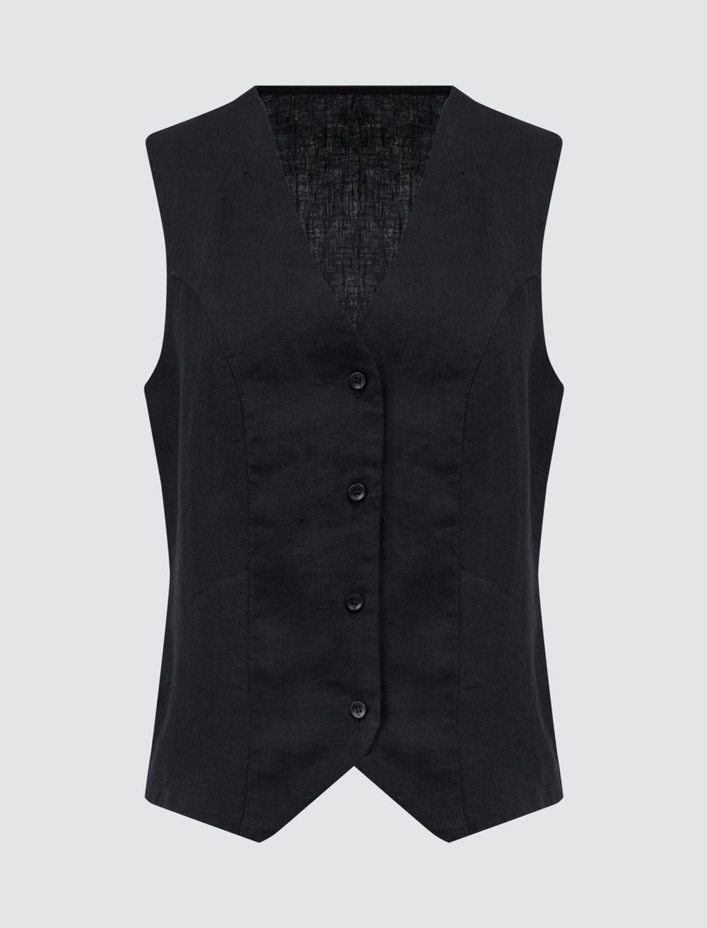 Slim Fit V-Neck Sleeveless-Sleeve Waistcoat - 24SY044001