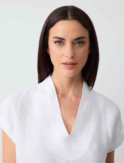 V Neck Sleeveless Woven Linen Blouse