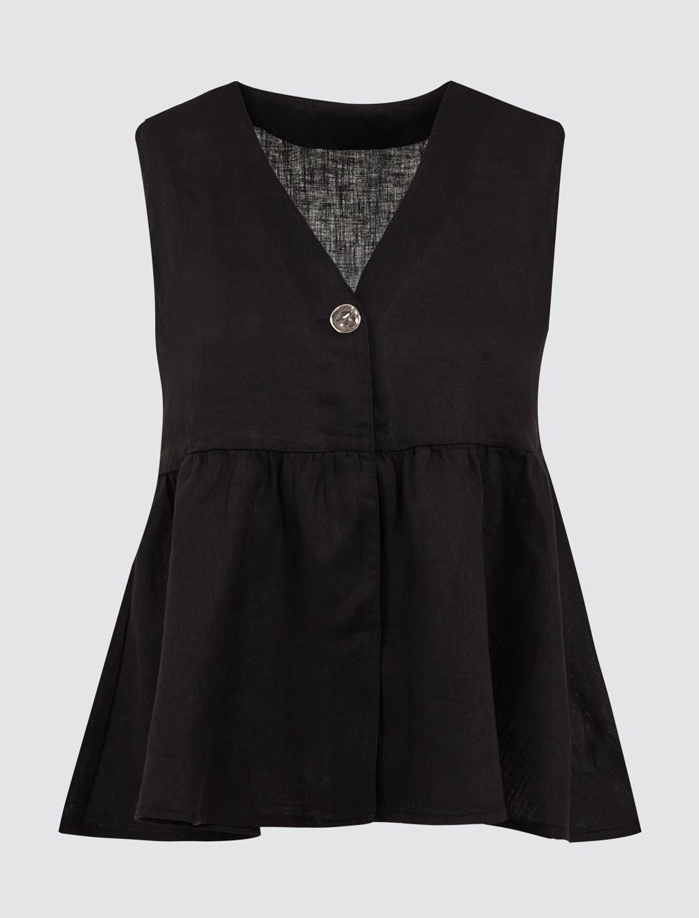 V-Neck Sleeveless-Sleeve Blouse - 5SW032577