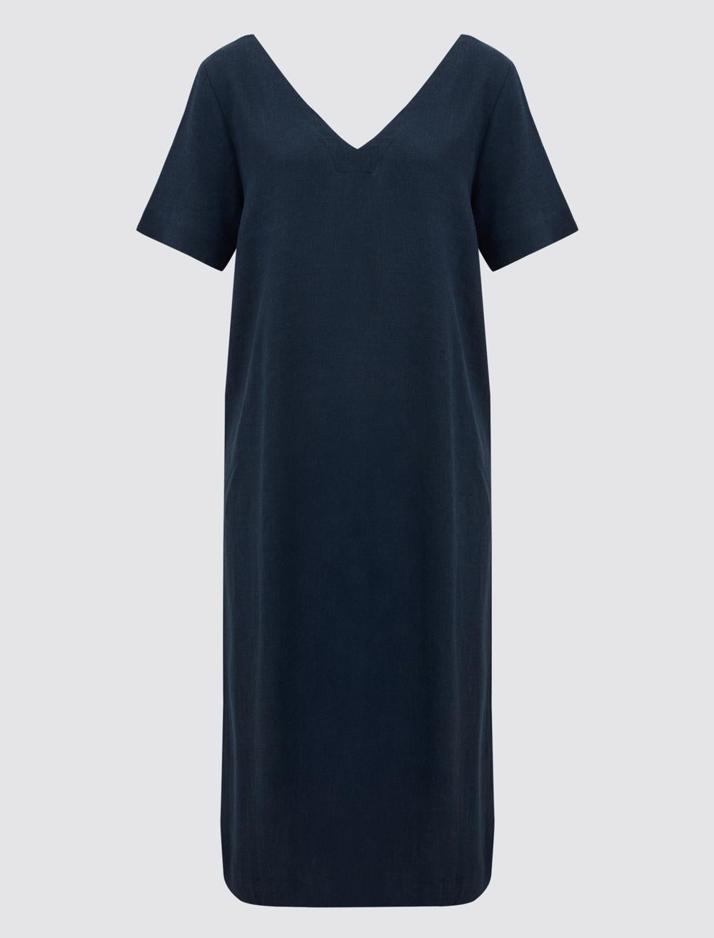 Loose Fit V-Neck Short-Sleeve Dress - 4SW132106