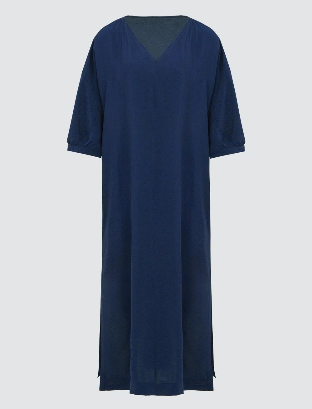 Loose Fit V-Neck 3/4 Length-Sleeve Dress - 5SW064471