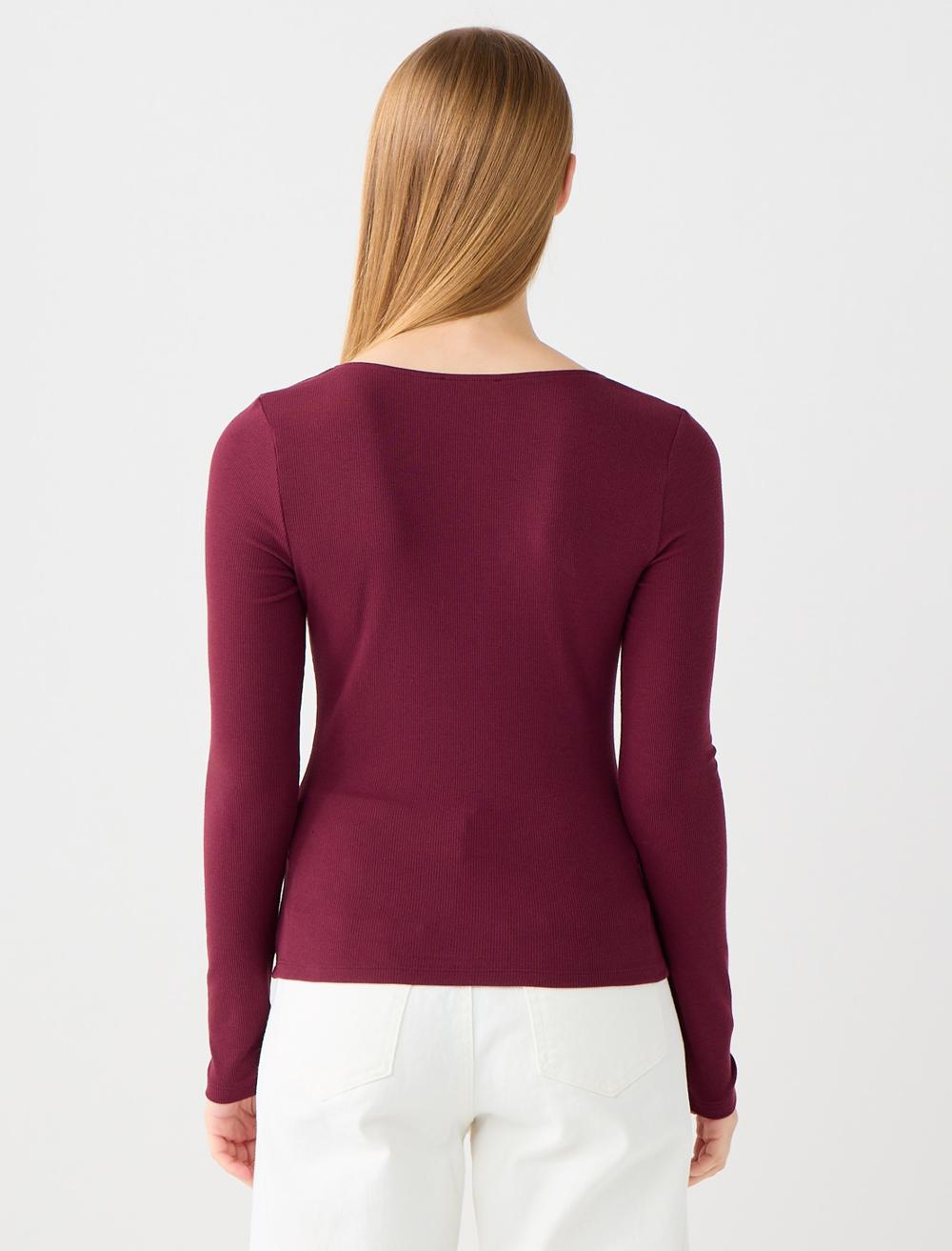 V-Neck Long-Sleeve Blouse - 5WW035626