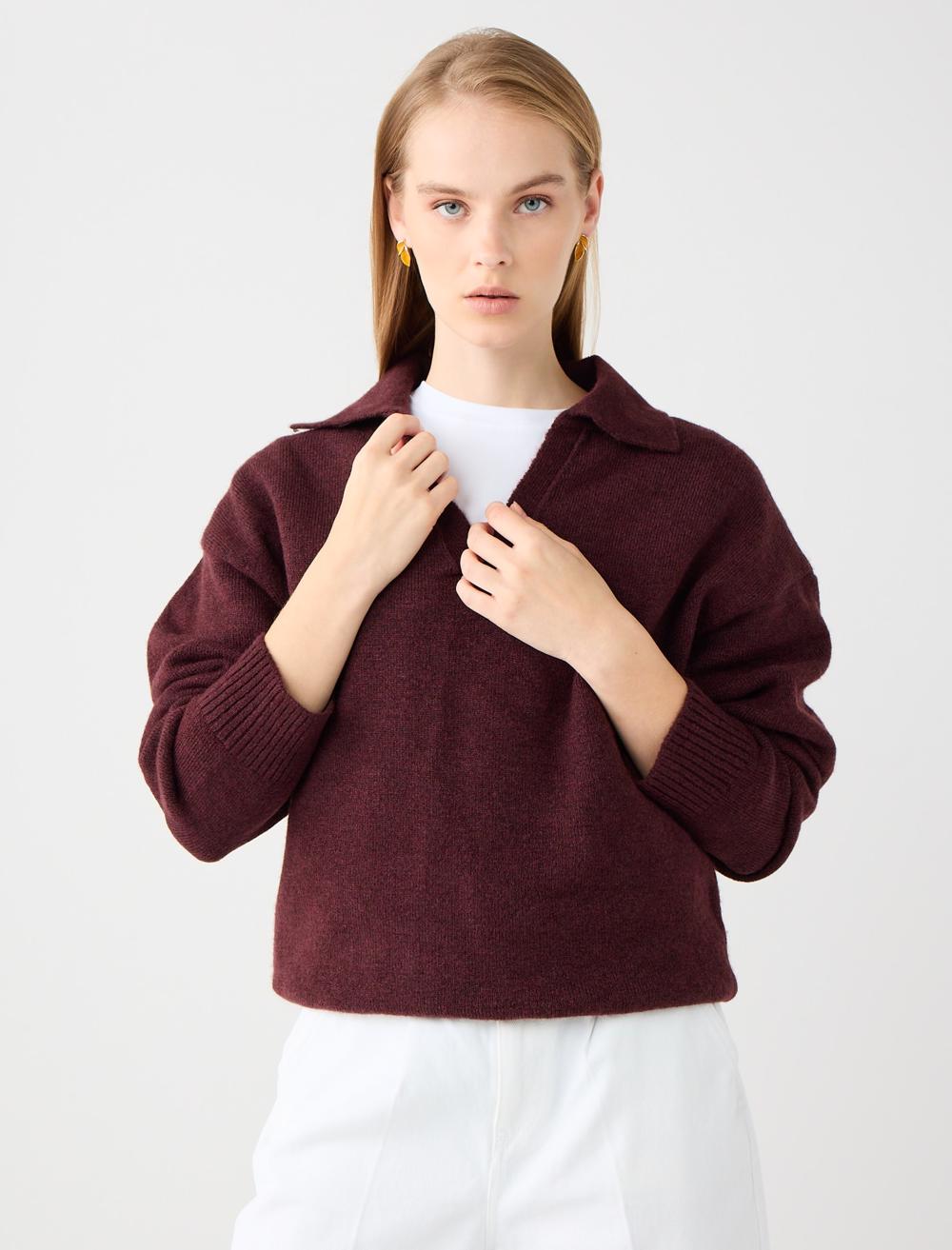 Loose Fit V-Neck Long-Sleeve Pullover
