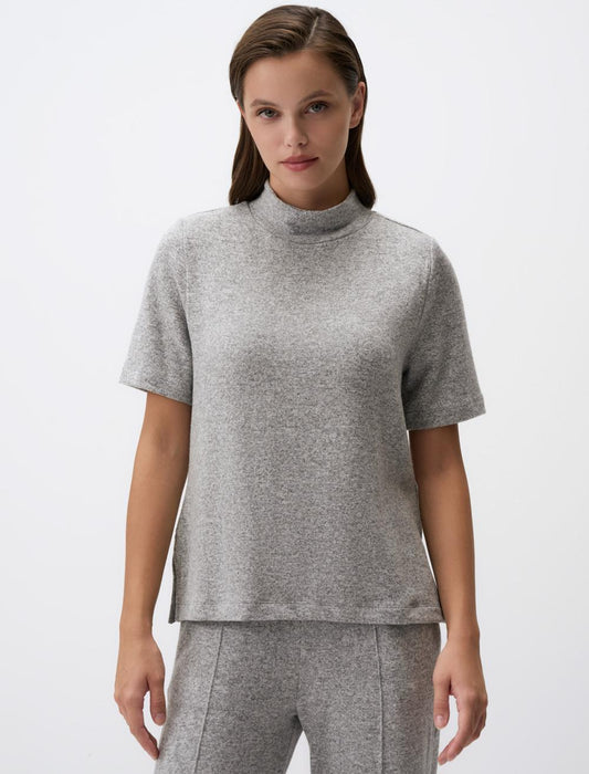 Half Turtleneck Short Sleeve Blouse