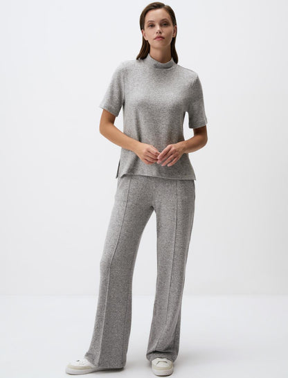 Half Turtleneck Short Sleeve Blouse