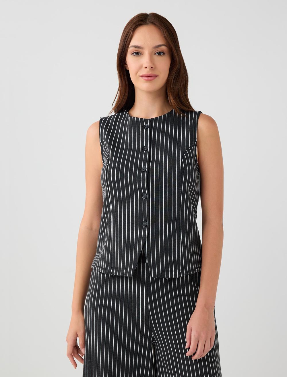 Crew Neck Sleeveless-Sleeve Waistcoat - 5WW305338