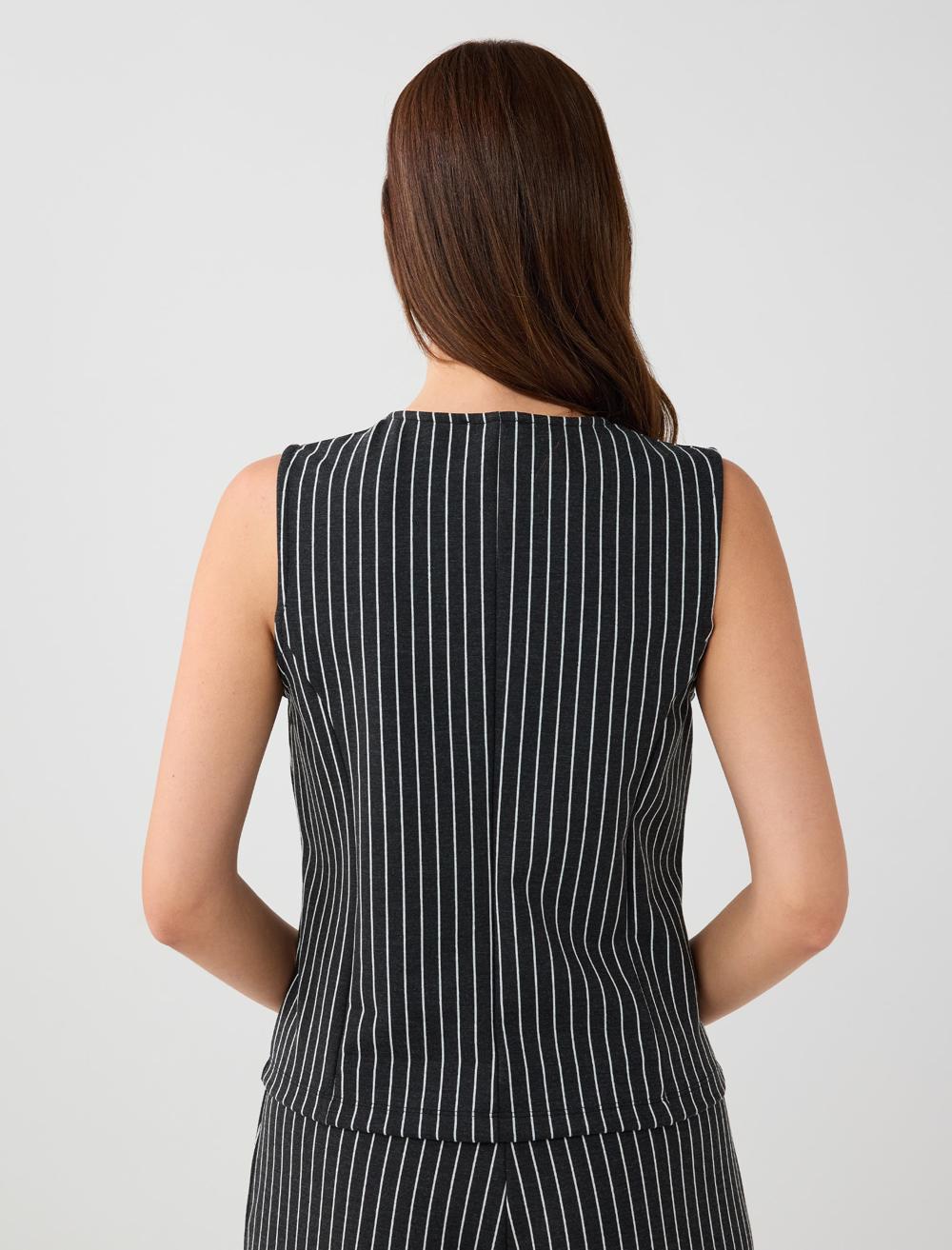 Crew Neck Sleeveless-Sleeve Waistcoat - 5WW305338