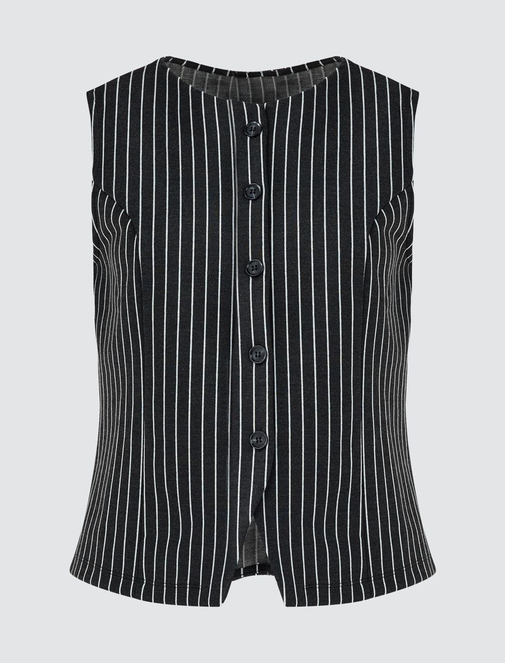 Crew Neck Sleeveless-Sleeve Waistcoat - 5WW305338