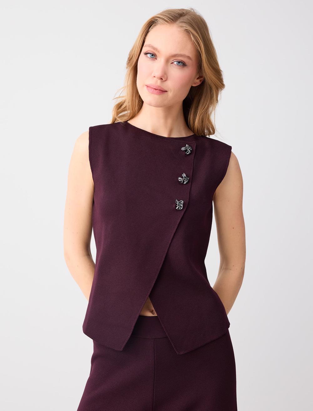Button Detail Knit Vest