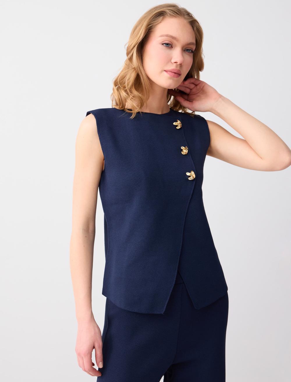 Regular Fit Sleeveless Polyester Waistcoat - 6SW305737