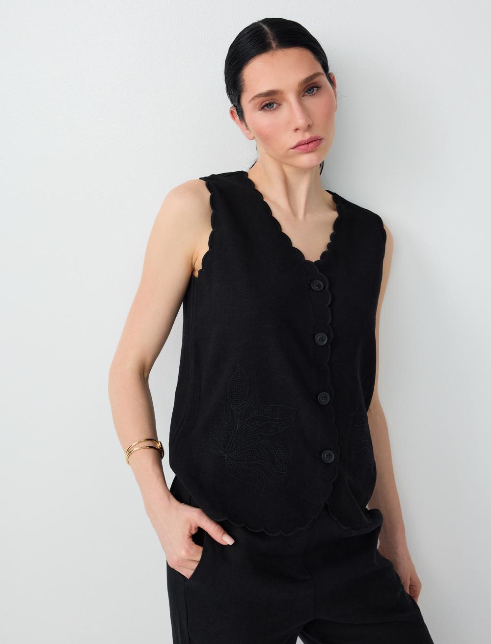 Normal Fit Waistcoat - Black - 6SW306679900