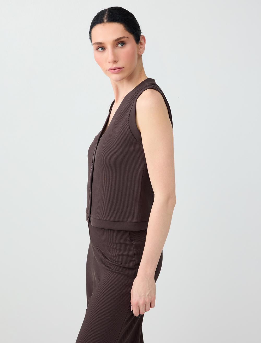 Normal Fit Waistcoat - Bitter Brown - 6SW307185803