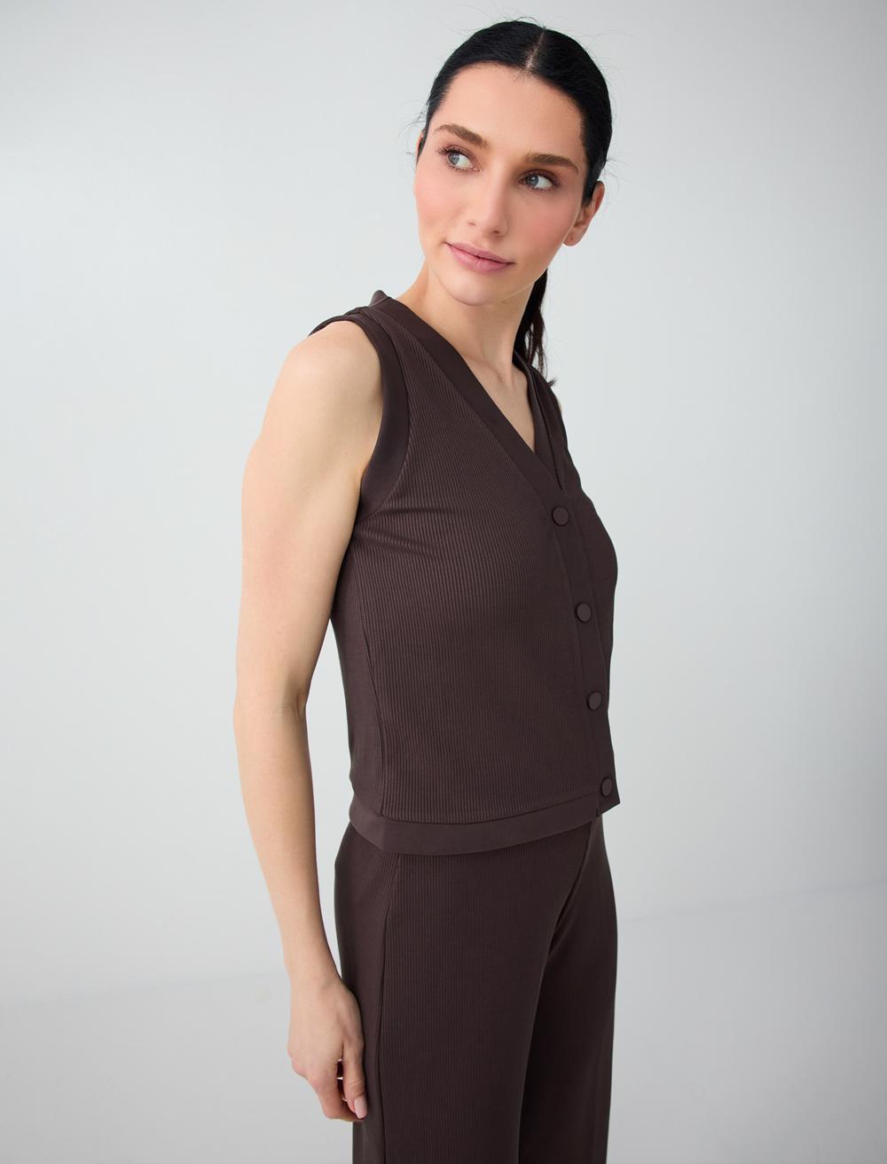 Normal Fit Waistcoat - Bitter Brown - 6SW307185803