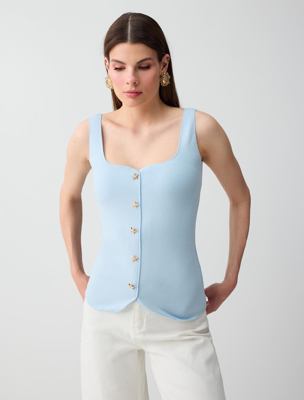 Slim Fit Waistcoat - Light Blue - 6SW307245420