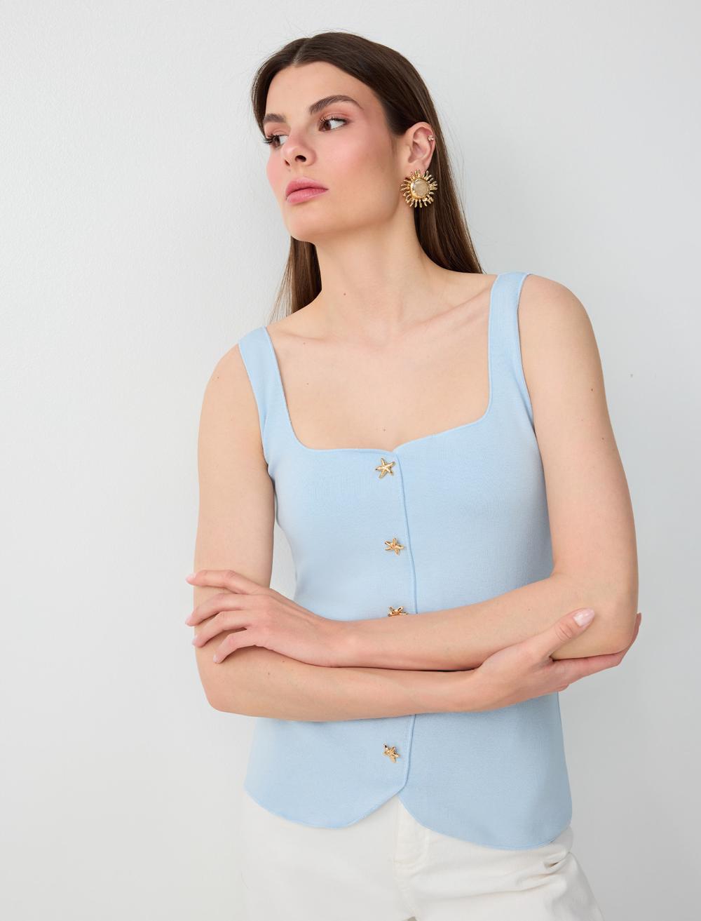Slim Fit Waistcoat - Light Blue - 6SW307245420