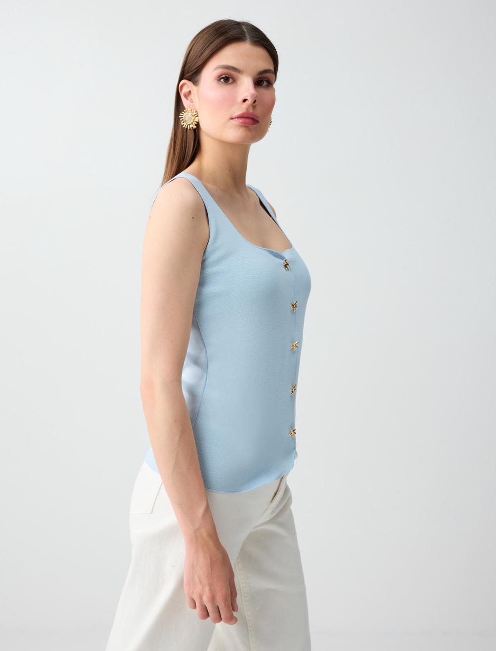 Slim Fit Waistcoat - Light Blue - 6SW307245420