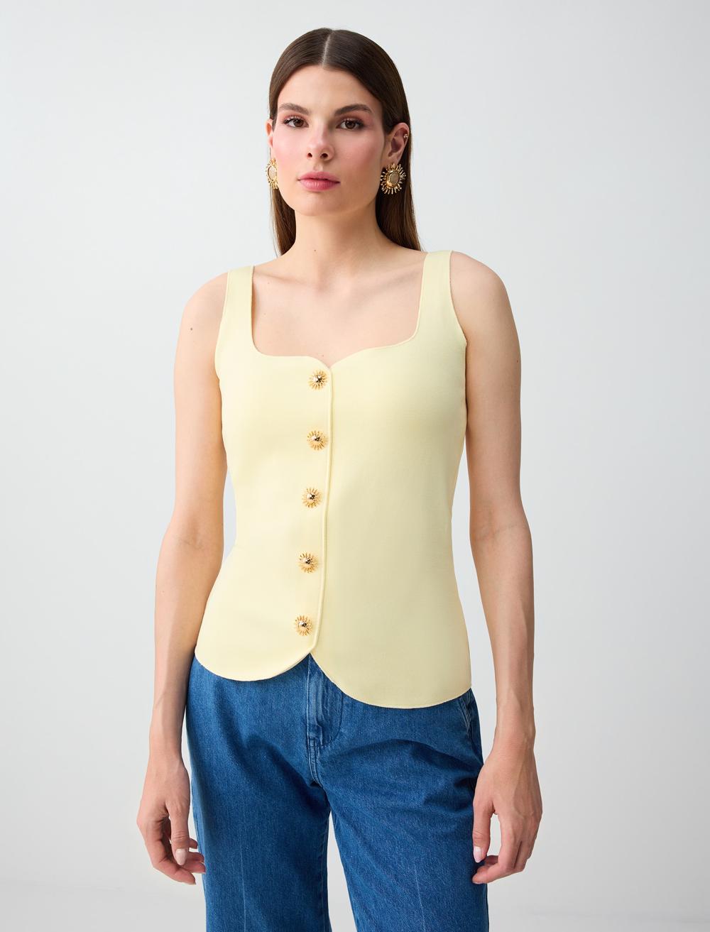 Slim Fit Waistcoat - Yellow - 6SW307245200