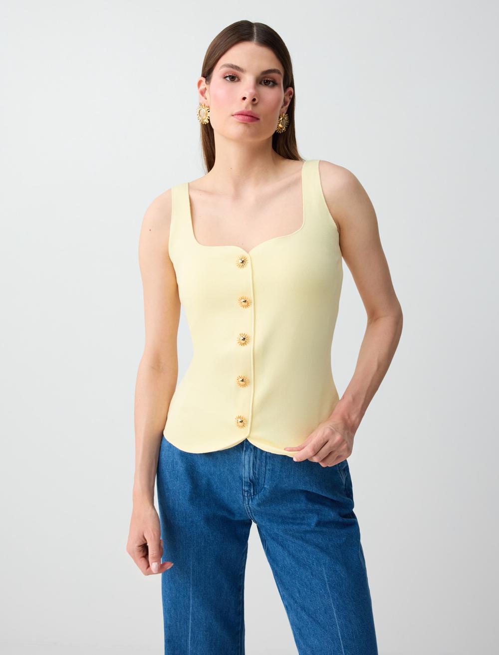 Slim Fit Waistcoat - Yellow - 6SW307245200