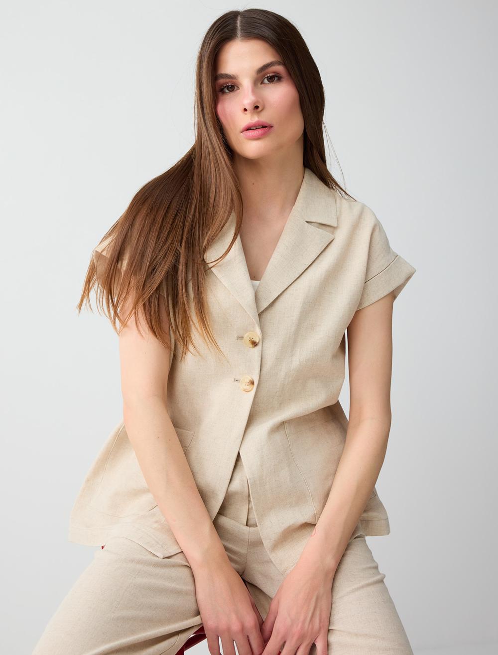 Normal Fit Waistcoat - Beige - 6SW307247130