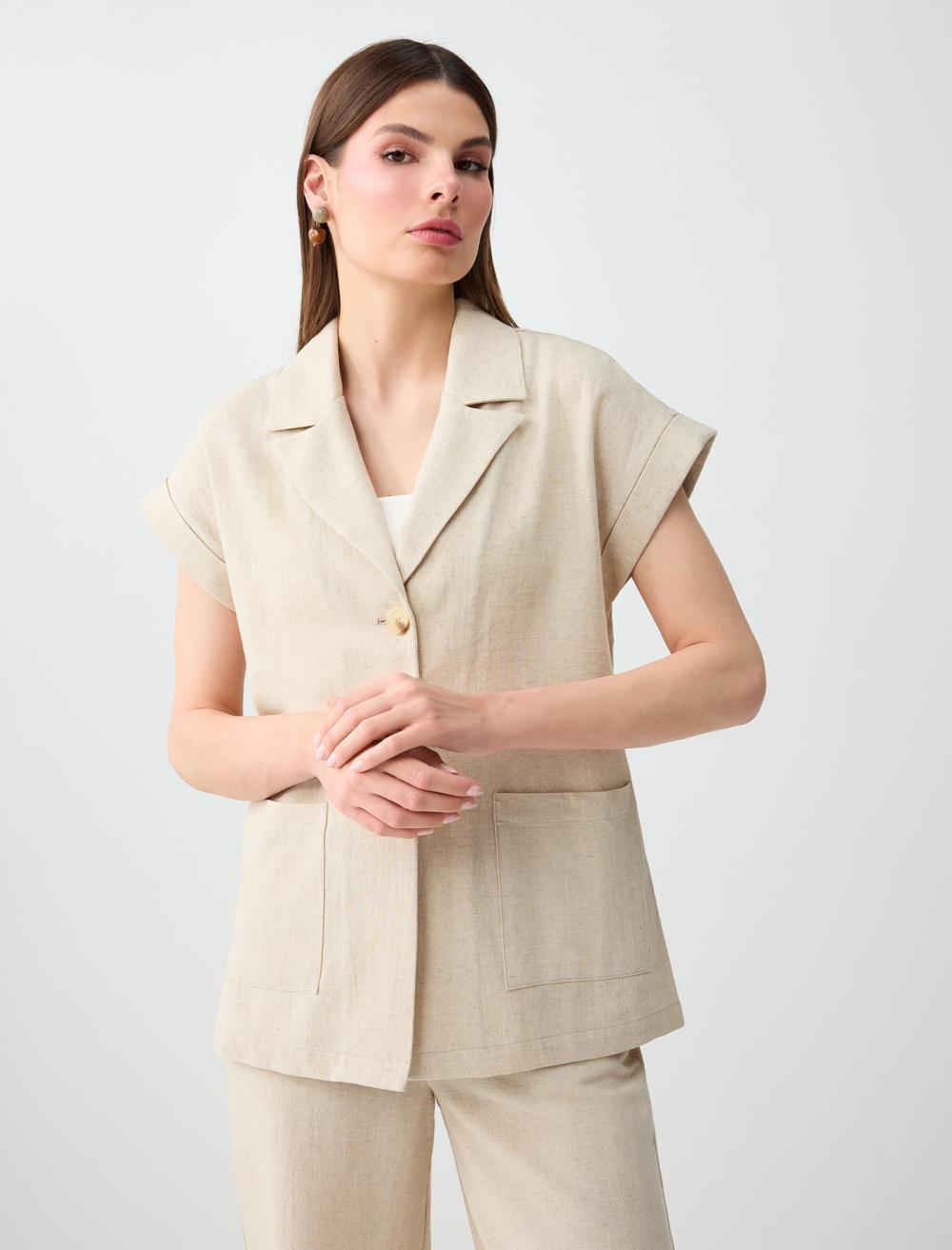 Normal Fit Waistcoat - Beige - 6SW307247130