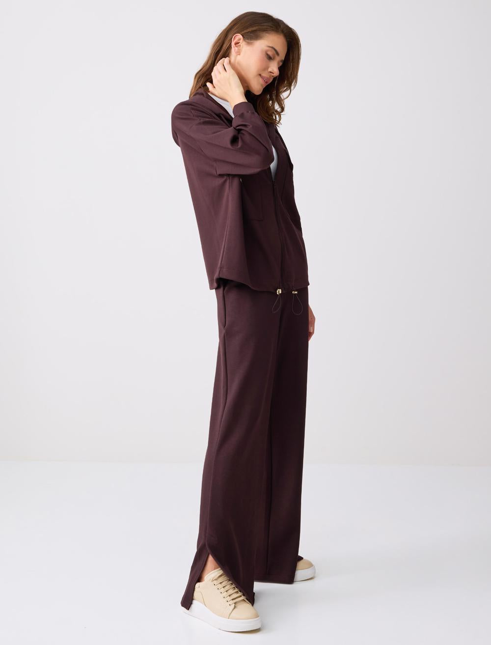 High-Waisted Wide-Leg Pocket-Detailed Knit Pants