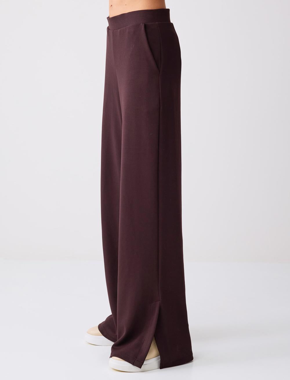 High-Waisted Wide-Leg Pocket-Detailed Knit Pants