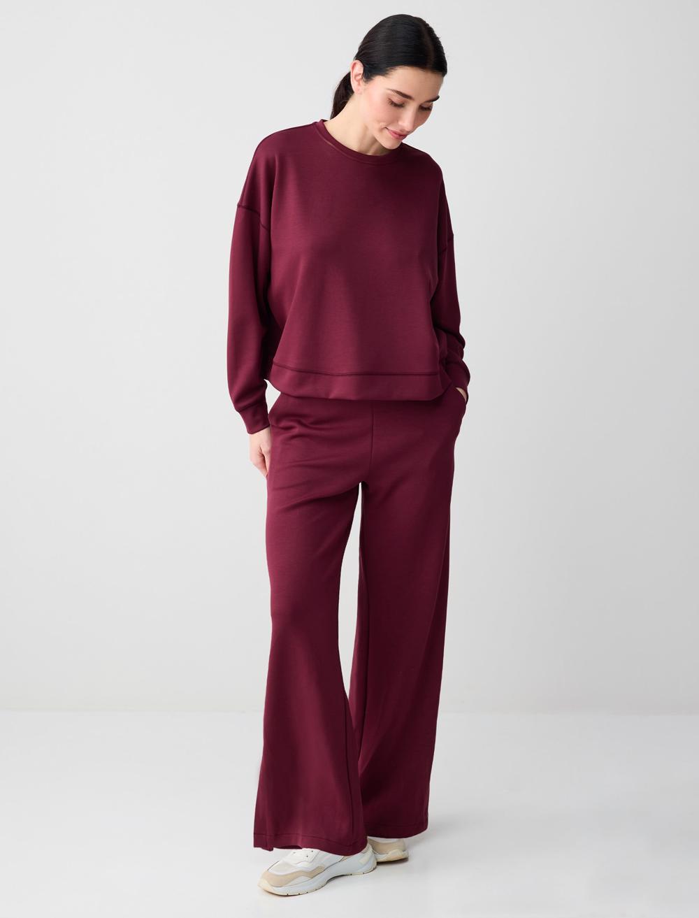 High-Waist Wide-Leg Pocket Detail Knit Trousers - 5WW186144