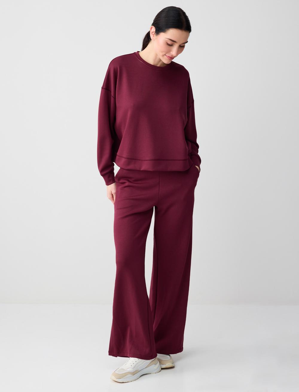 High-Waisted Wide-Leg Pocket-Detailed Knit Pants
