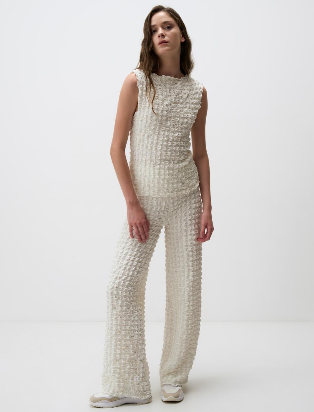 High Waist Wide Leg Patterned Pants