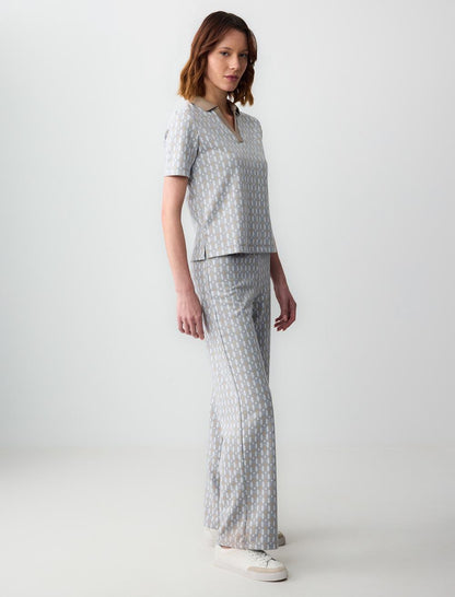 High Waist Wide Leg Geometric Patterned Knitted Pants