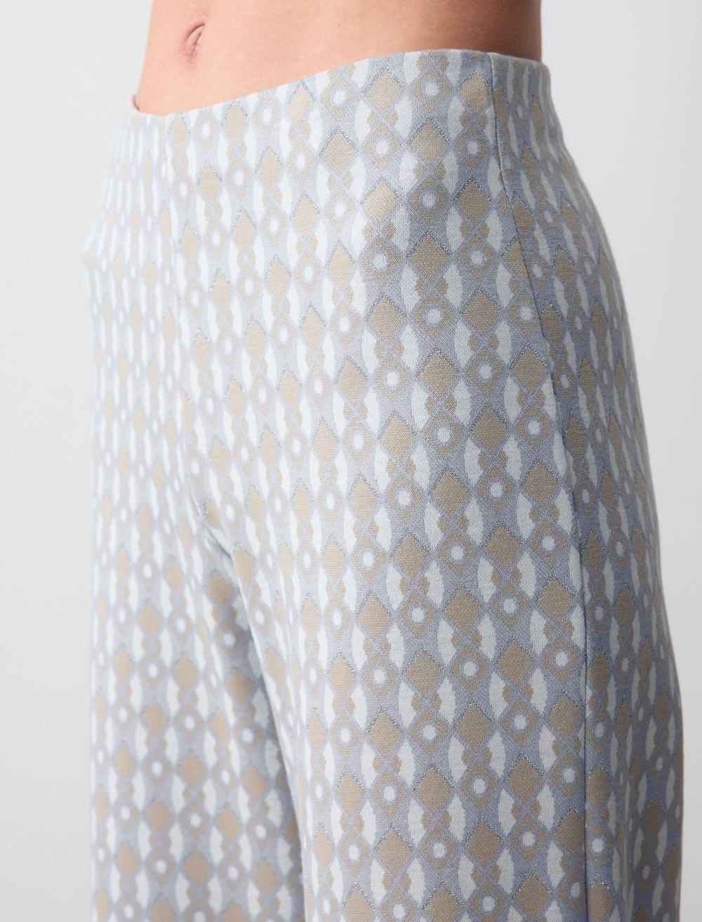 High Waist Wide Leg Geometric Patterned Knitted Pants