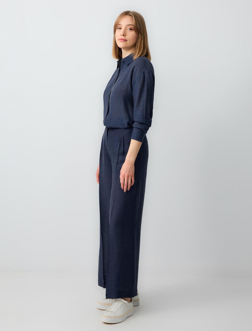 Loose Fit Trousers - Dark Blue - 5SW183107494