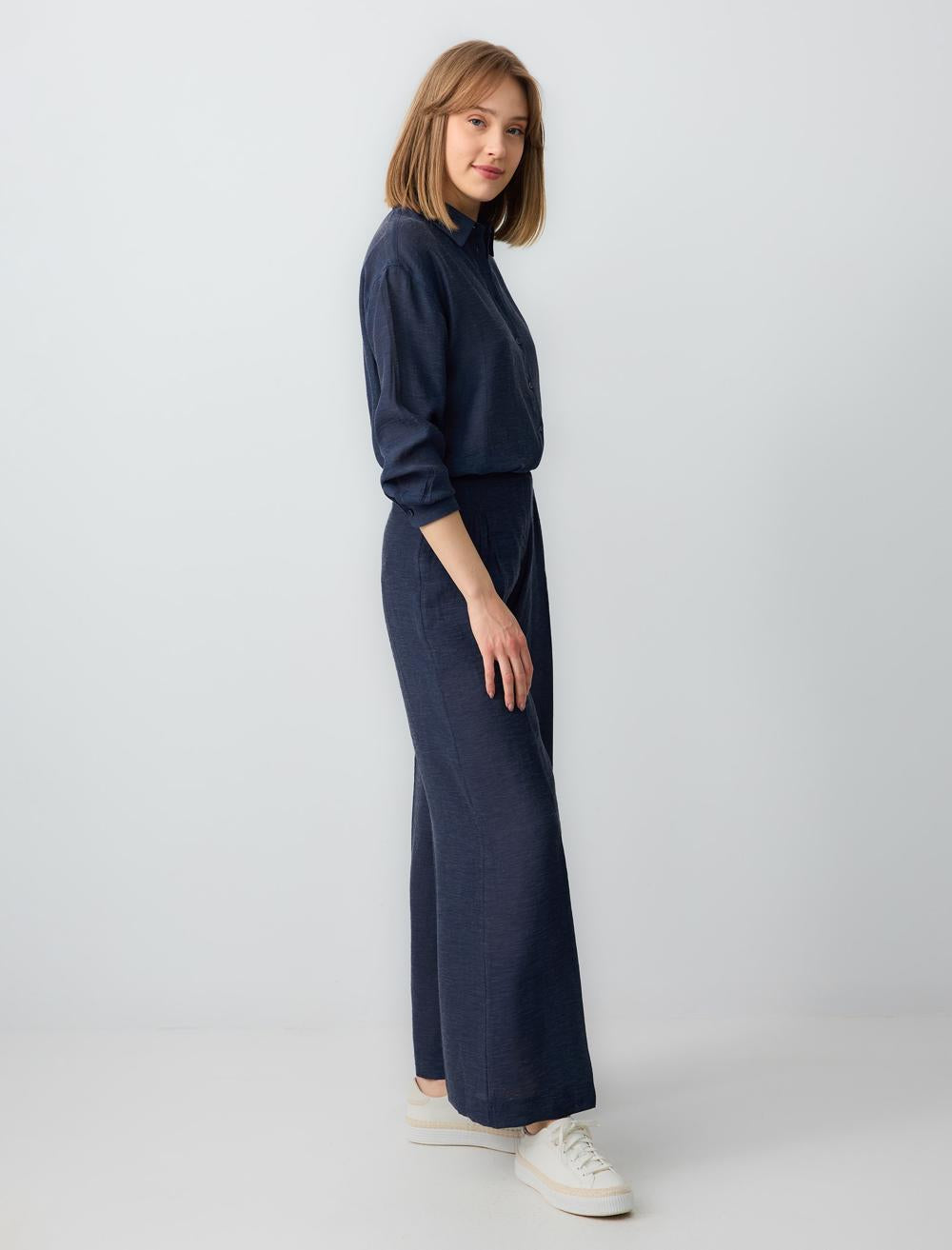 Loose Fit Trousers - Dark Blue - 5SW183107494