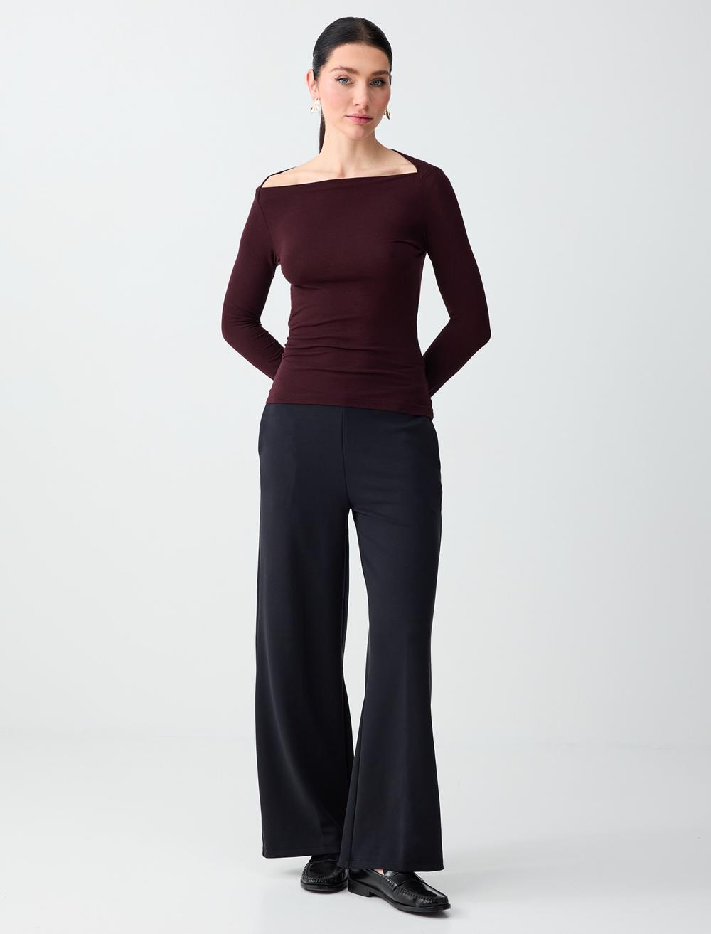 High Waist Wide Leg Long Knitted Pants