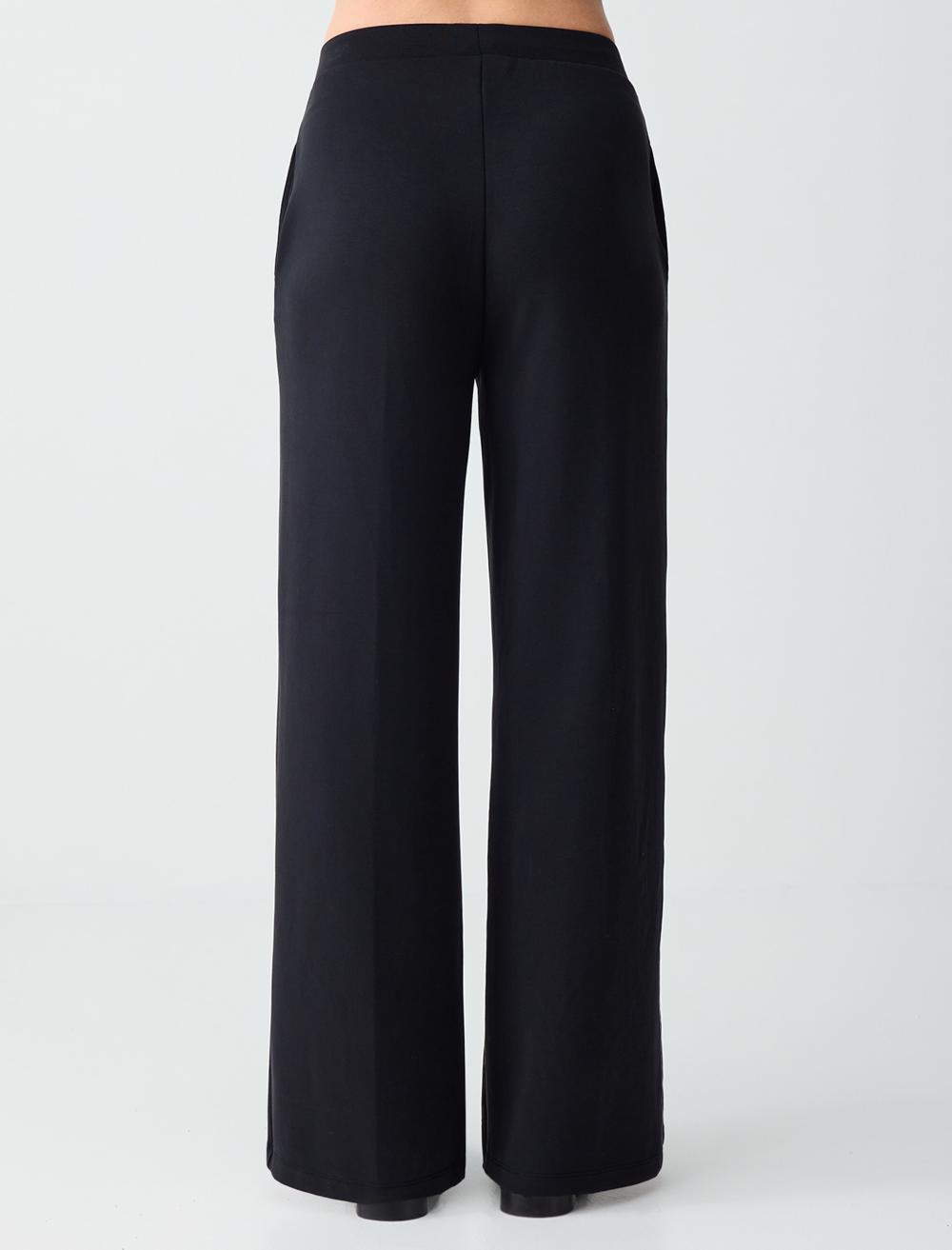 High-Waist Wide-Leg Long Knit Trousers - 6SW185668