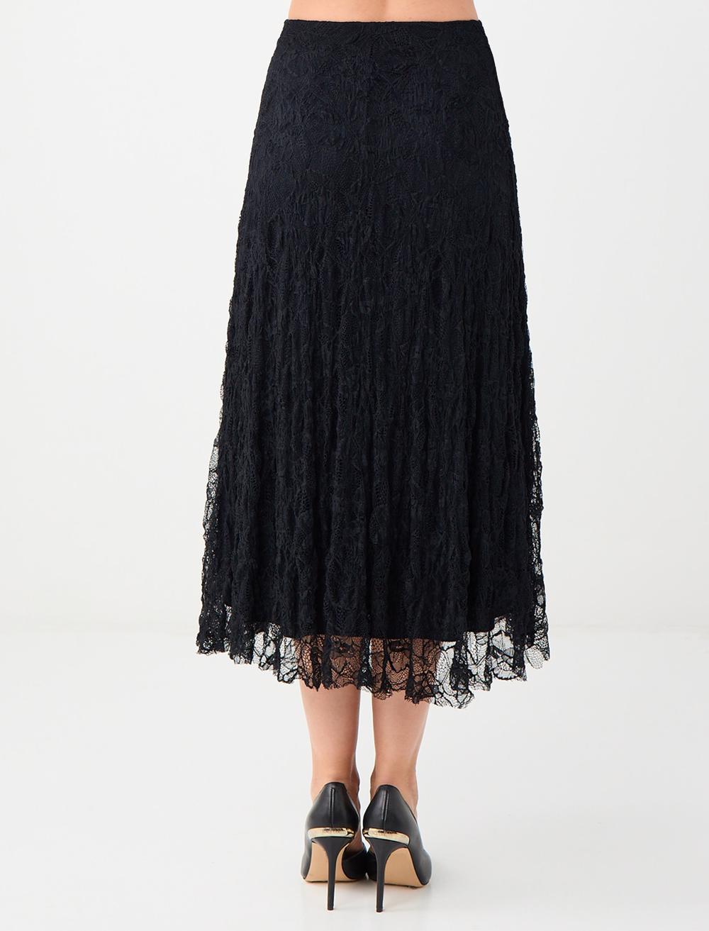 Midi Lace Skirt - Black