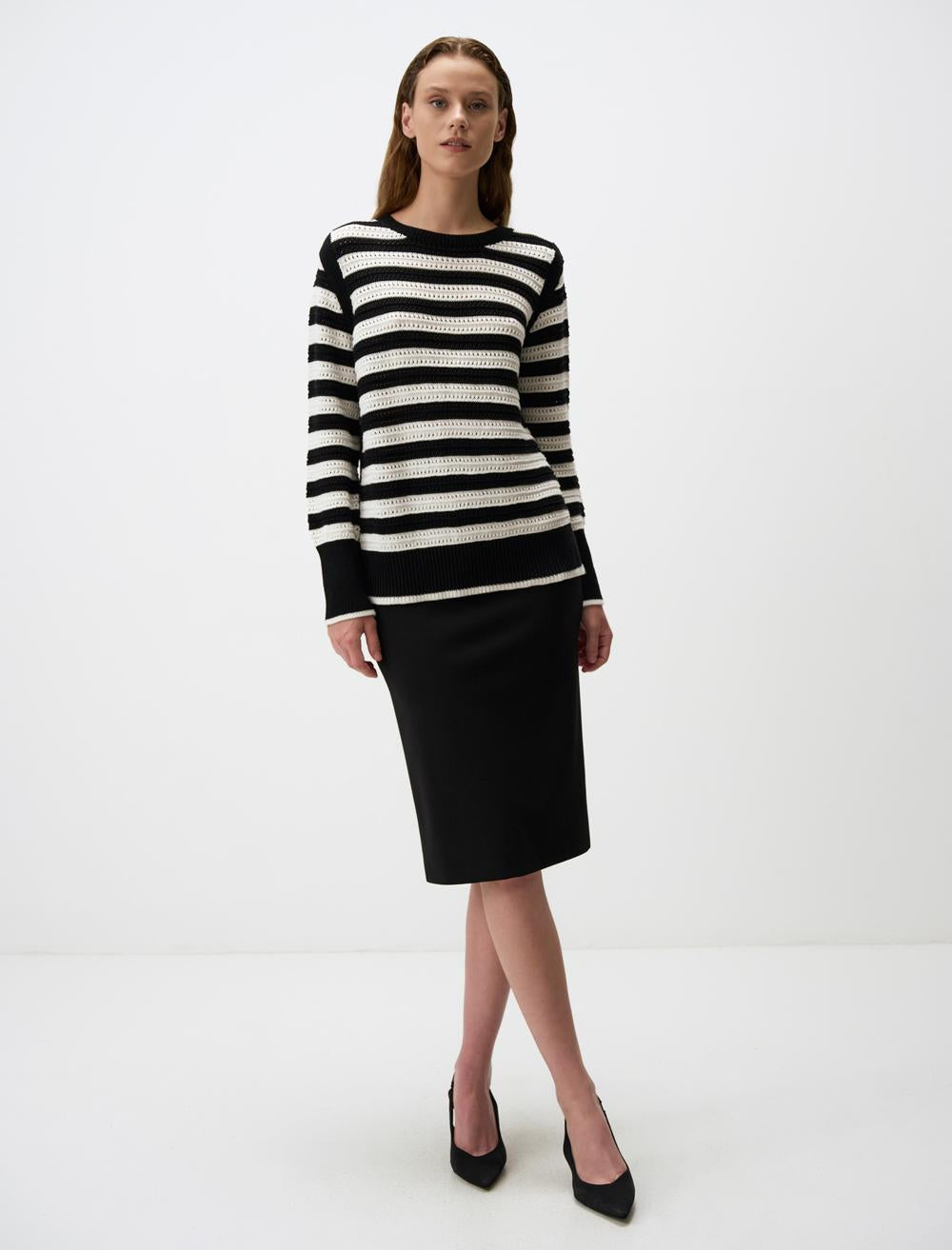 High Waist Slim Fit Midi Skirt