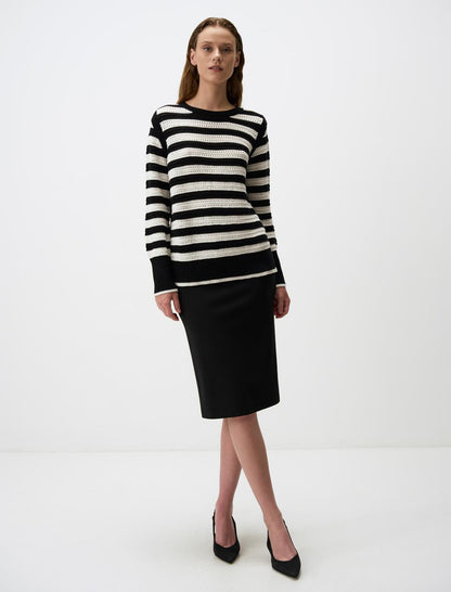 High Waist Slim Fit Midi Skirt